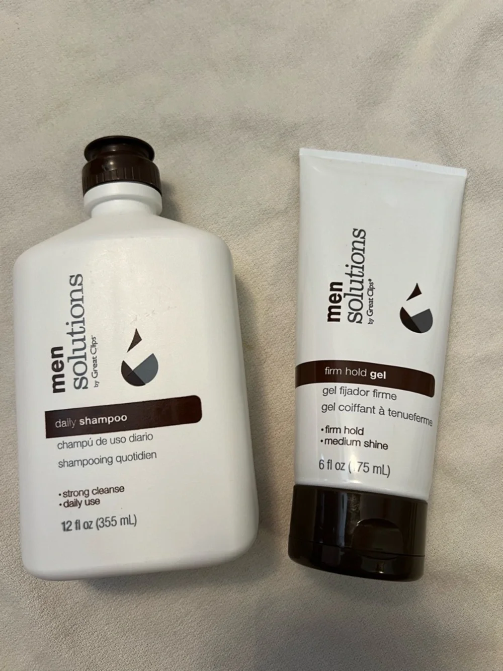 Men Solutions By Great Clips Daily Shampoo & Firm Hold Gel& Medium Shine.